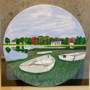 20 inches round oil painting